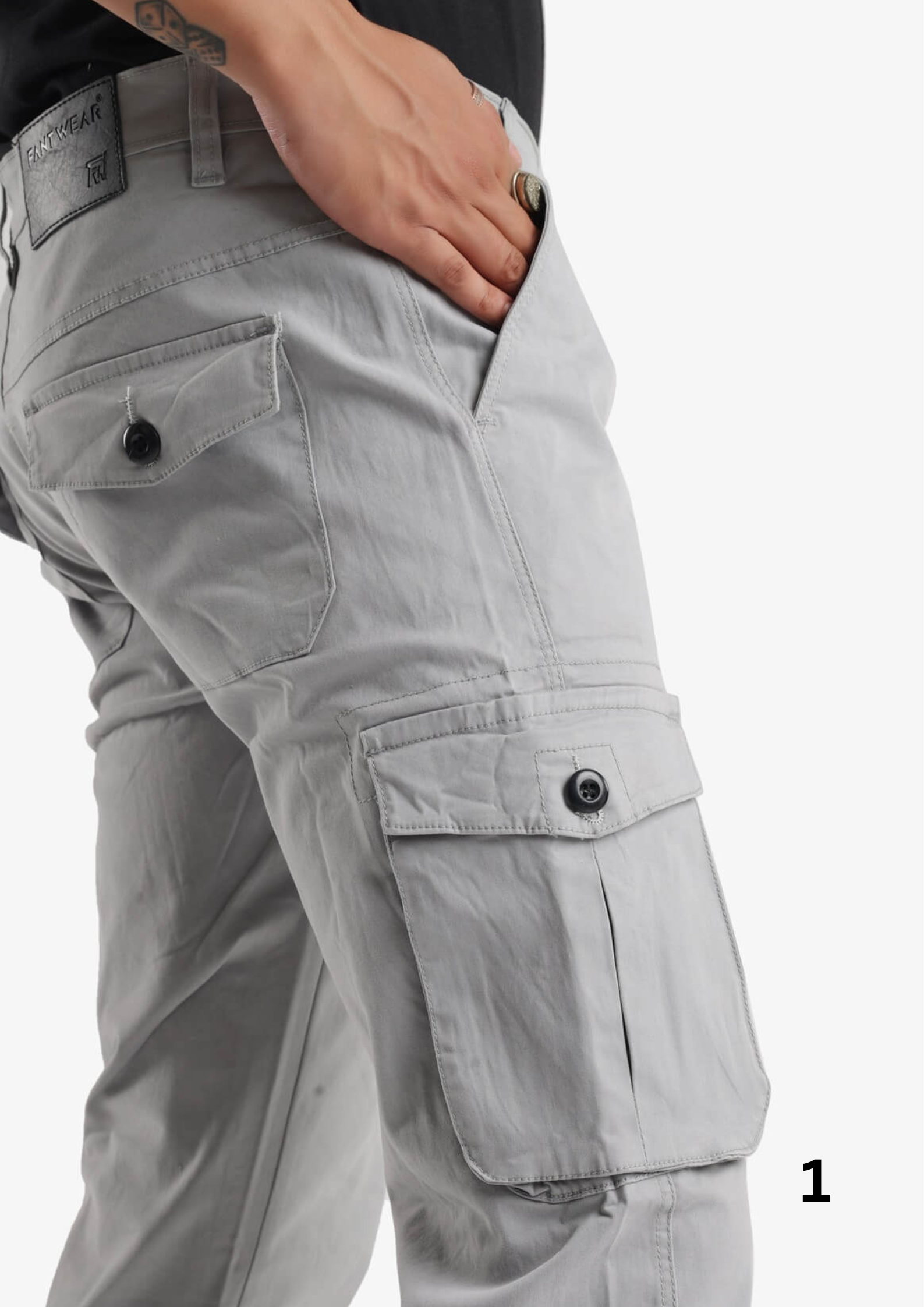 Men's Stretchable Grey Cargo Pants