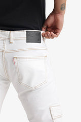 Button-and-Zip Straight fit Cargo Denim Trouser