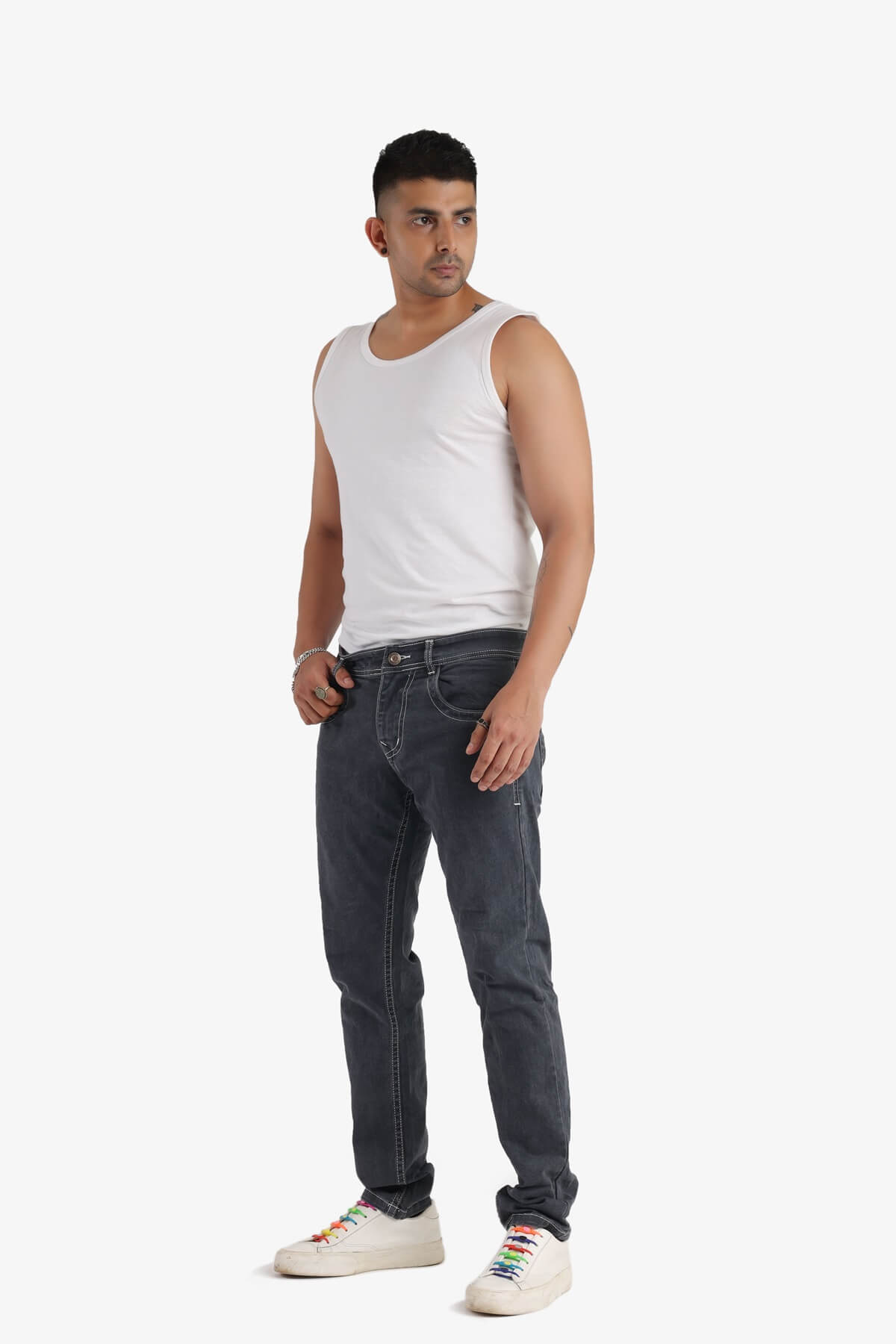 Men's Dark Gray Rich Stretchable Jeans