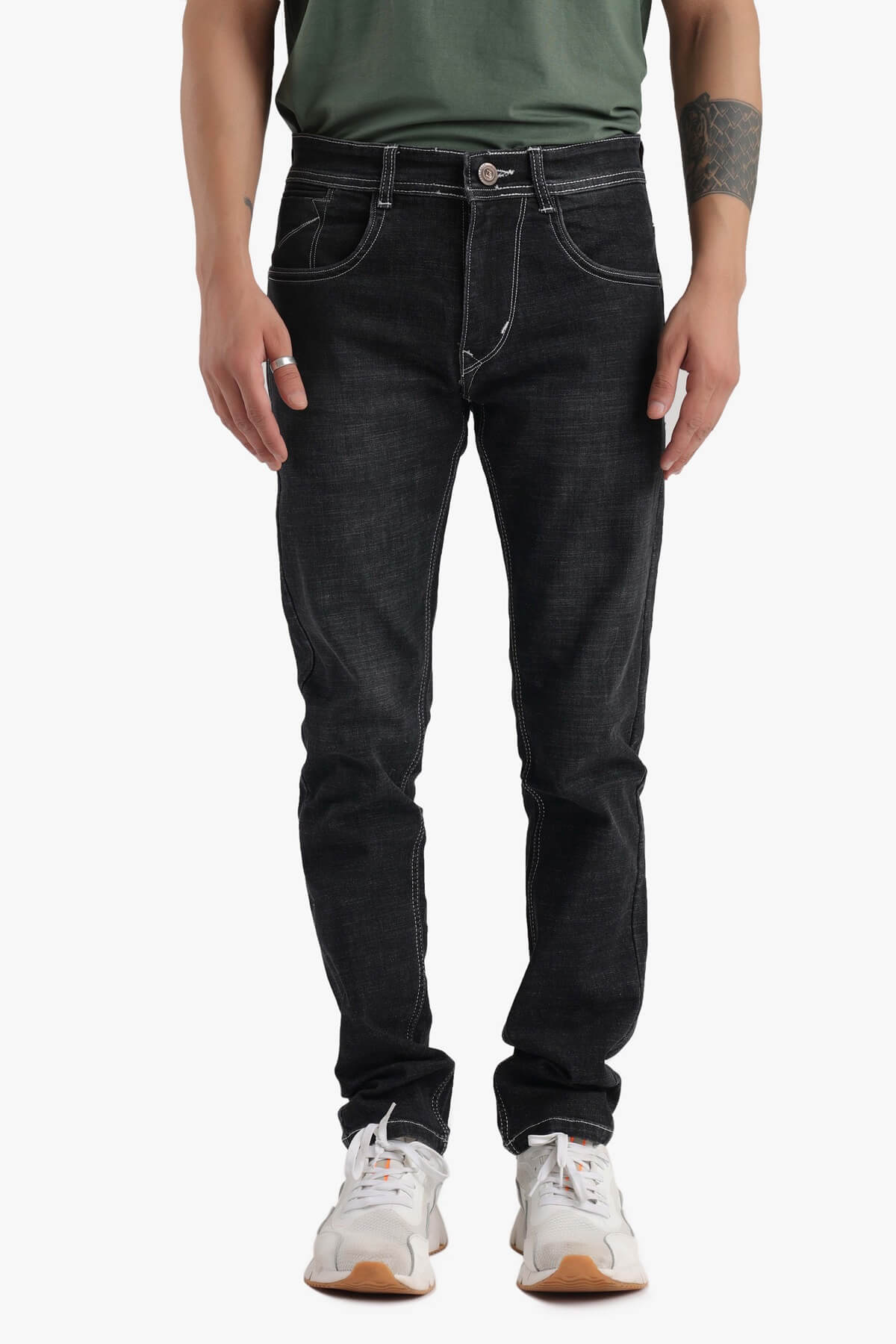 Black Raw Washed Denim Comfort Fit