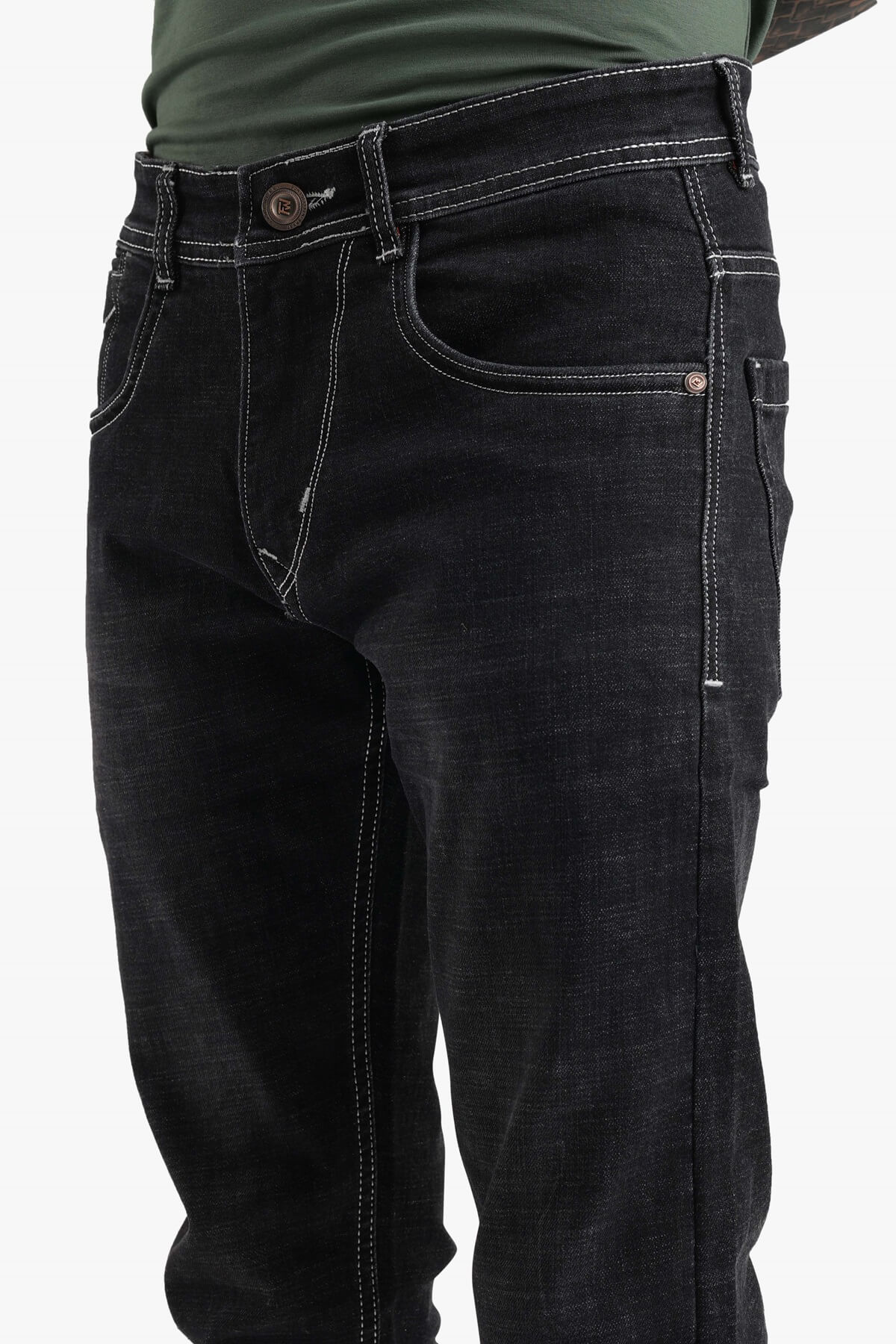 Black Raw Washed Denim Comfort Fit