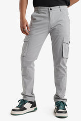 Men's Stretchable Grey Cargo Pants