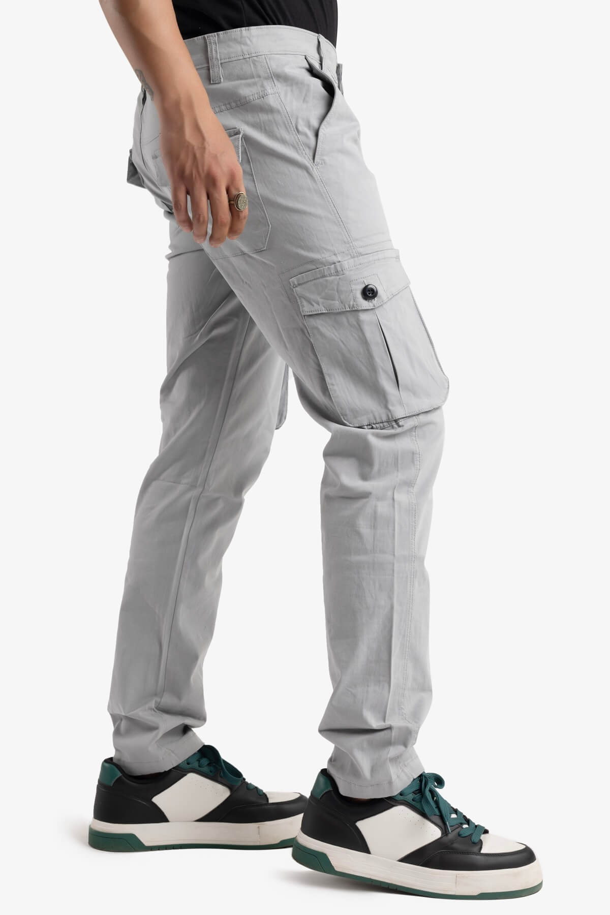 Men's Stretchable Grey Cargo Pants