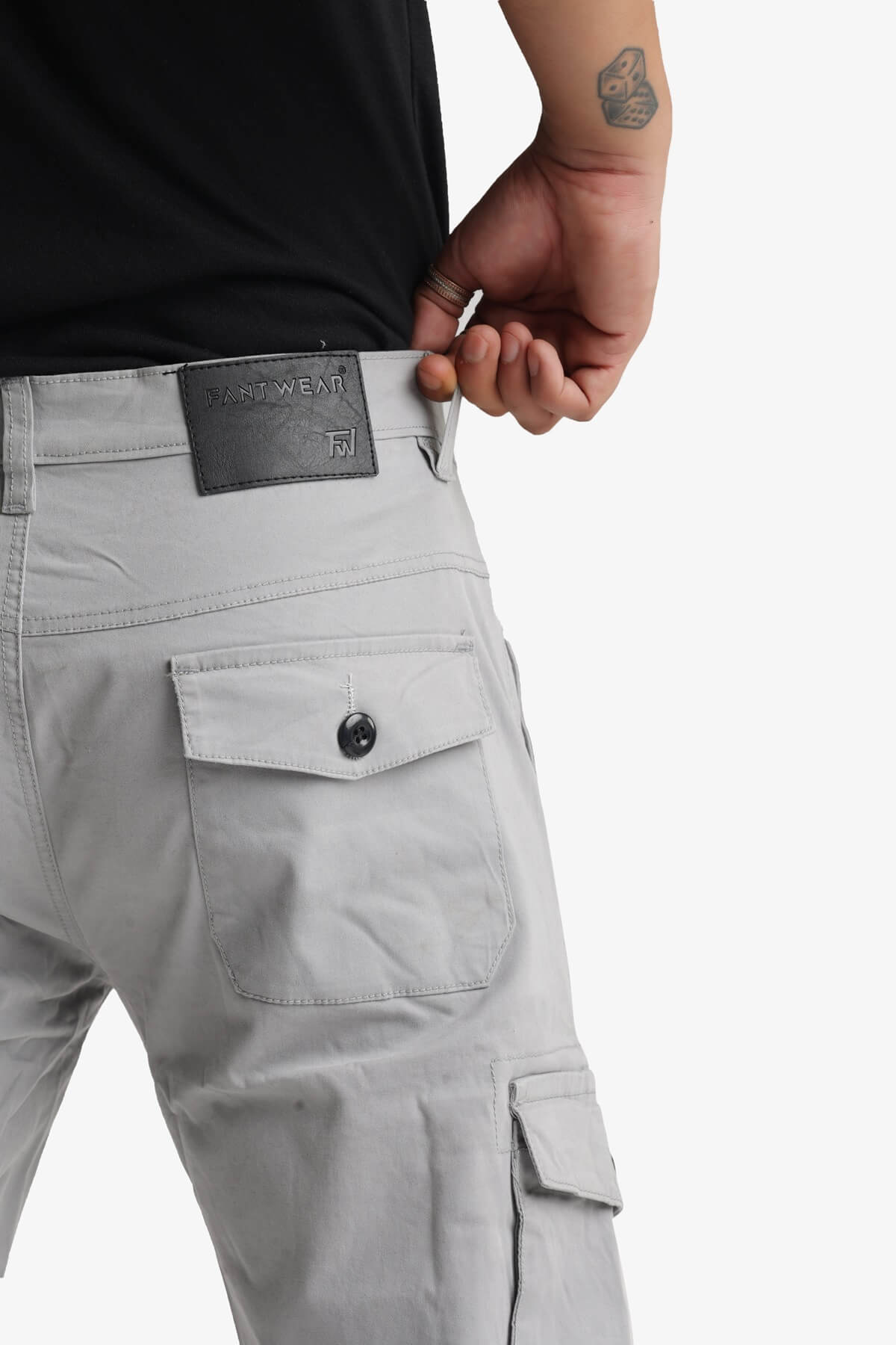 Men's Stretchable Grey Cargo Pants