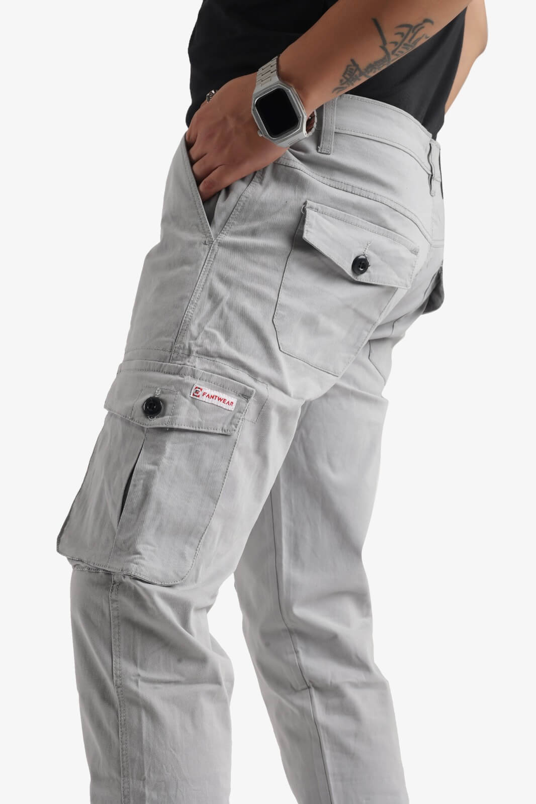 Grey Regular Cargo Pants