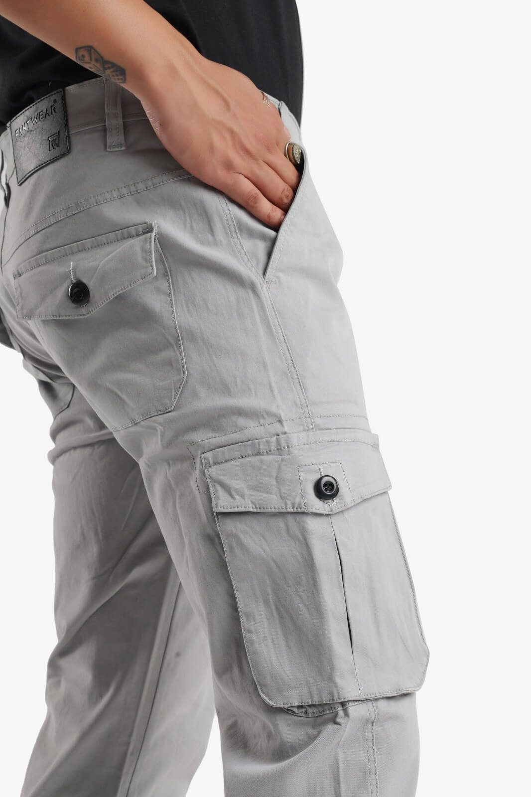 Grey Regular Cargo Pants