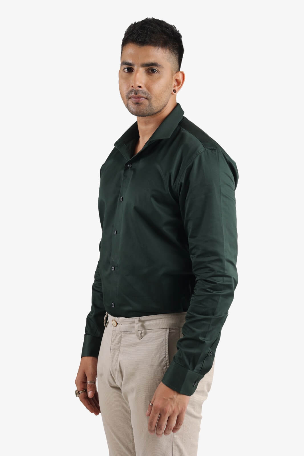 Bottle Green Giza Satin Shirt