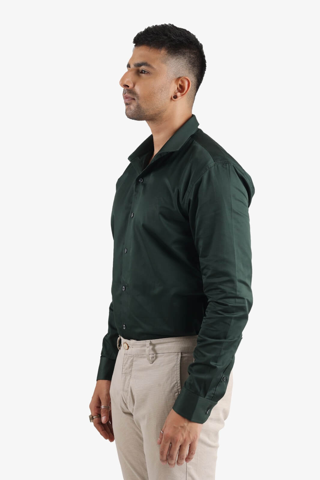 Bottle Green Giza Satin Shirt