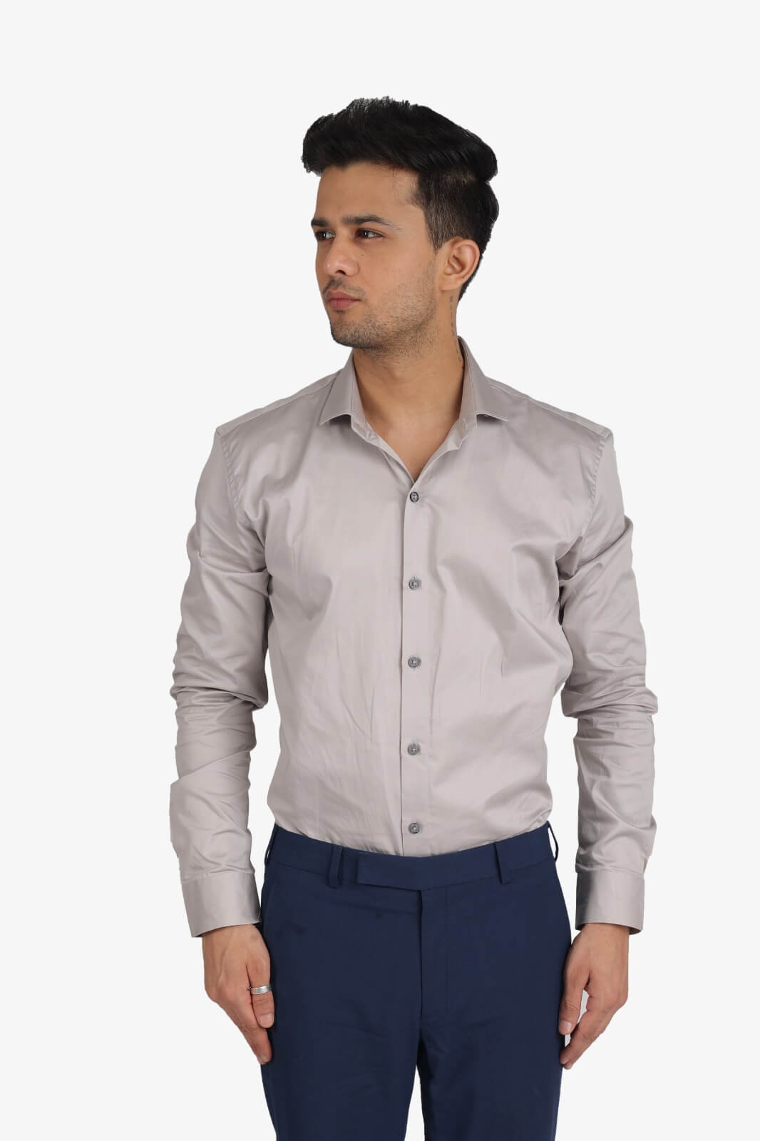 Grey Giza Satin Shirt