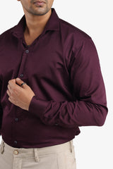 Wine Giza Satin Shirt