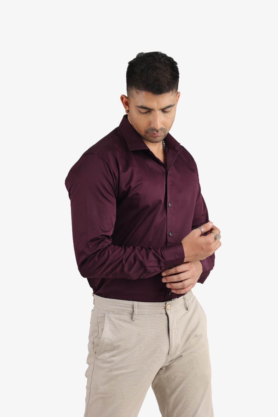 Wine Giza Satin Shirt