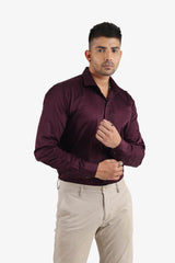 Wine Giza Satin Shirt