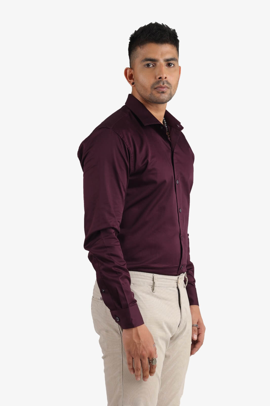 Wine Giza Satin Shirt