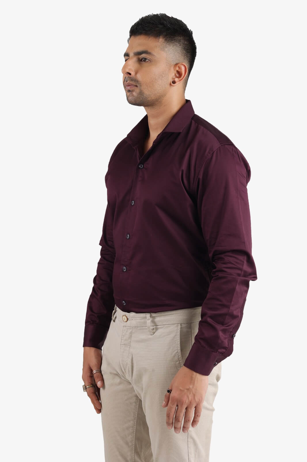 Wine Giza Satin Shirt