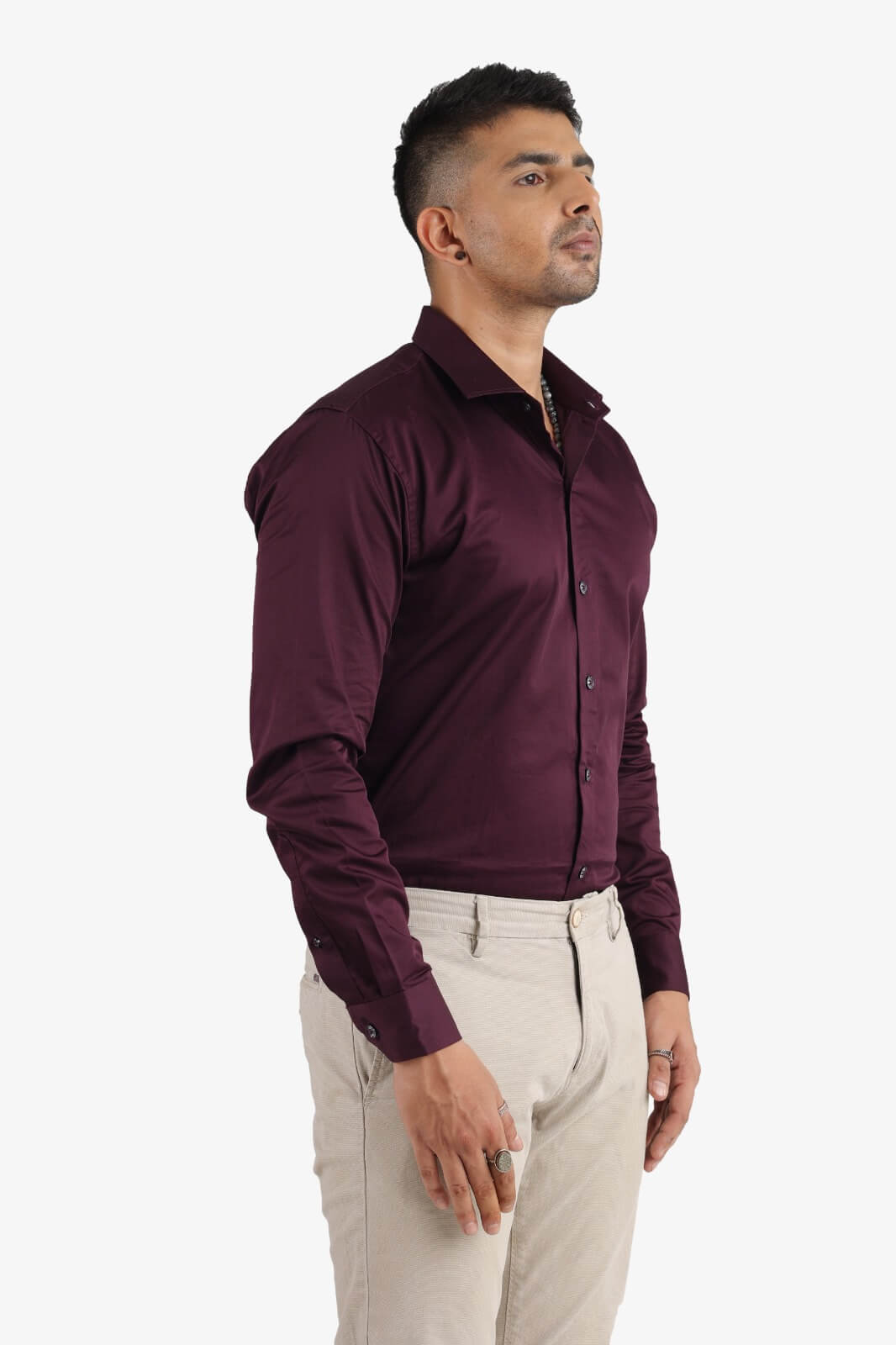 Wine Giza Satin Shirt