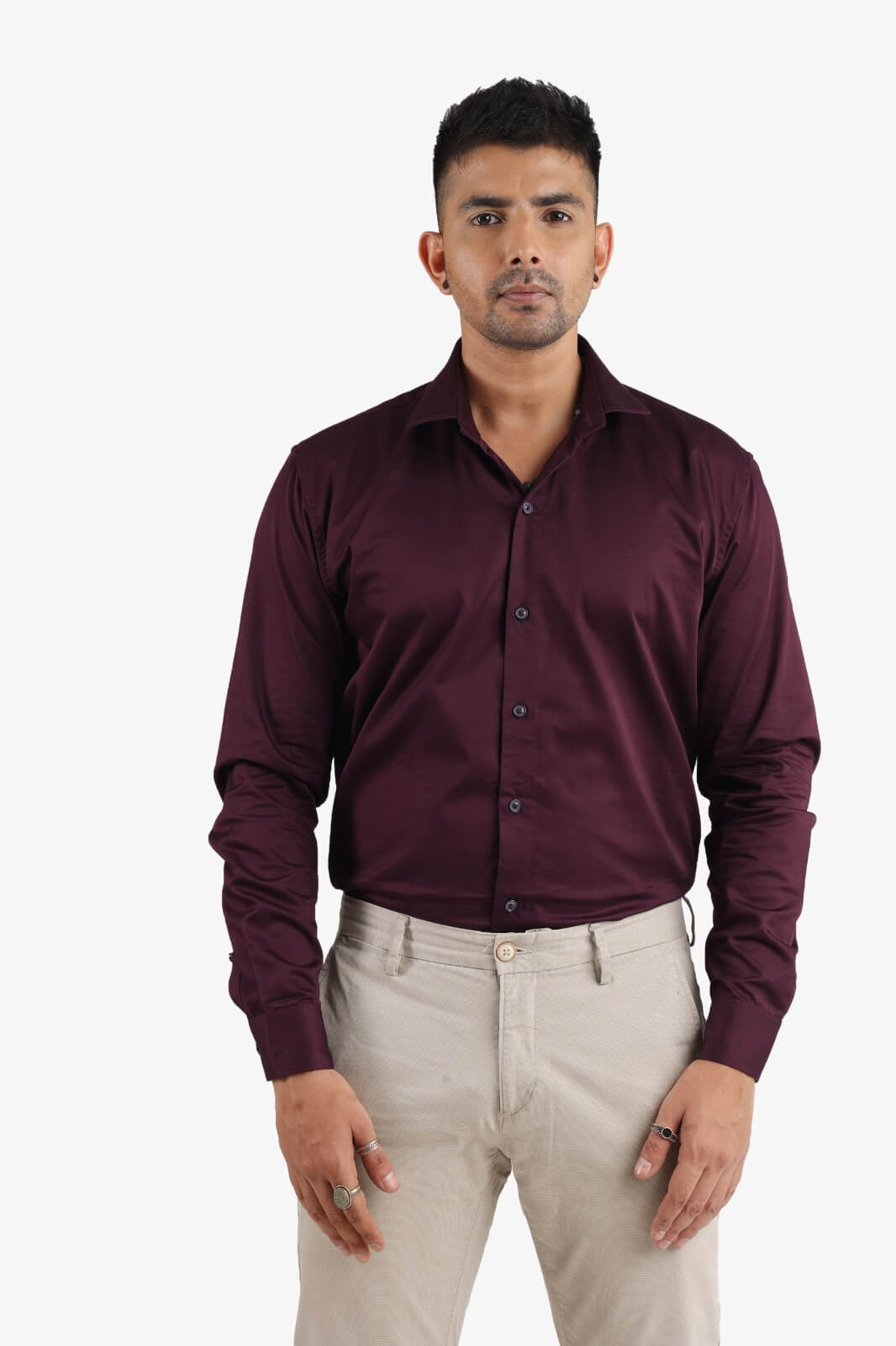 Wine Giza Satin Shirt