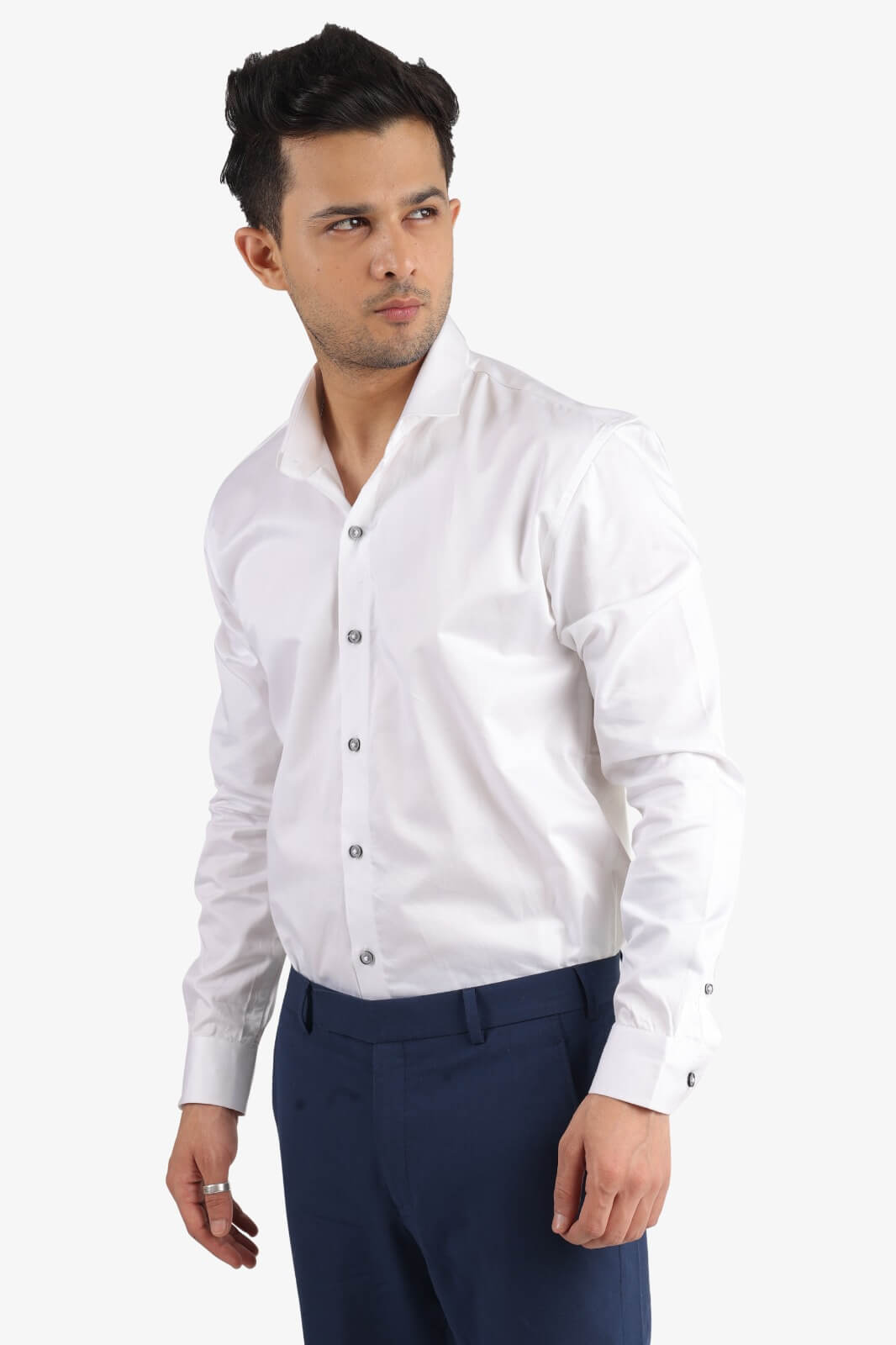 White Giza Satin Shirt